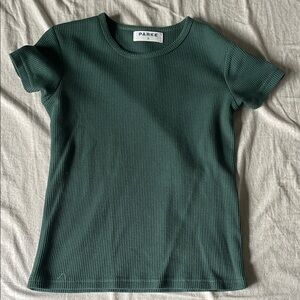 Parke Waffle Tee & Boxer pant set in evergreen